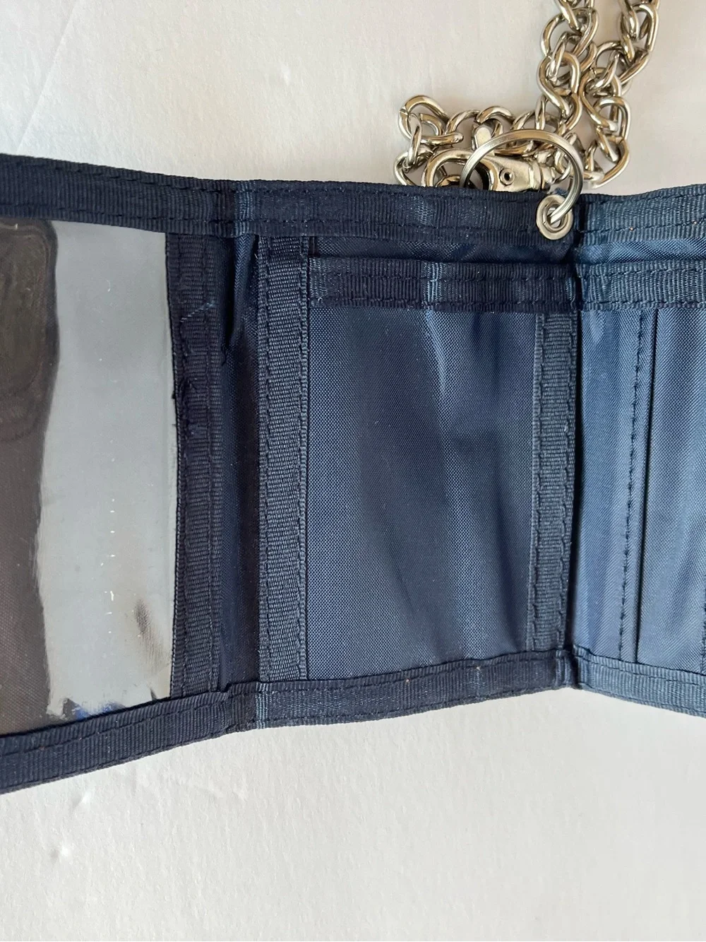 Y2K Paco Jeans Trifold Navy Denim Canvas Chain Vintage Wallet